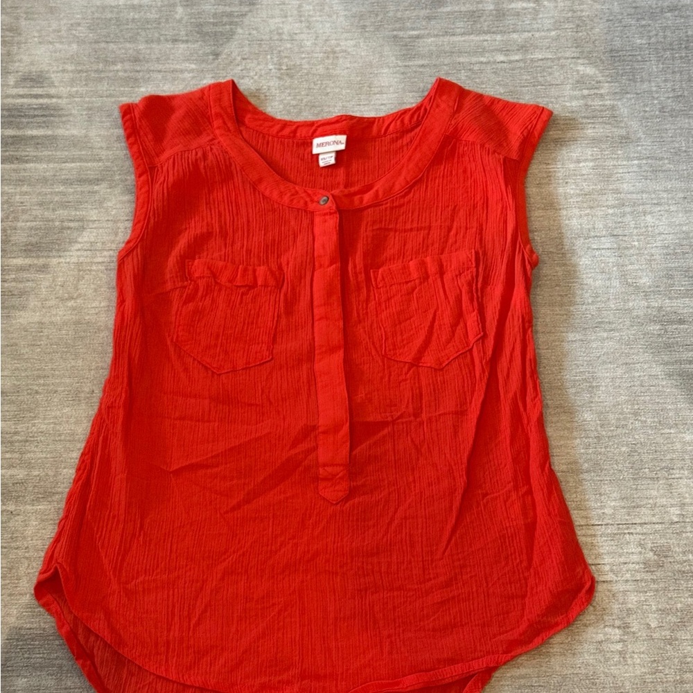 Red Buttoned Blouse
